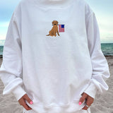 White American Flag Dog Mockneck Sweatshirt 100% Cotton