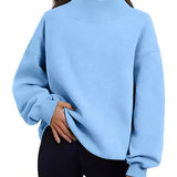 Oversized Mock Neck Top Sweatshirt