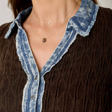 61698 Denim Mix Textured Knit Henley Top