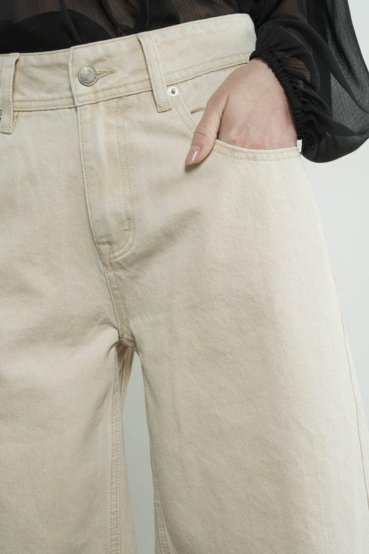 Denim Bermuda Shorts with Yoke Seam
