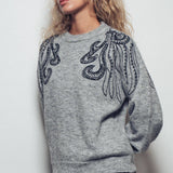 Tentacle Embroidered Gray Sweater