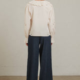 Embroidered Eyelet Collar Blouse - RT1180