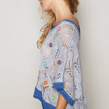 V-neck Floral Outseam Sweater