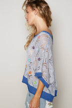 V-neck Floral Outseam Sweater
