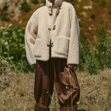 Oversized Sherpa Toggle Button Jacket