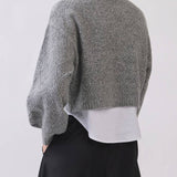 Cropped Textured Knit Sweater