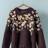 Daisy Embroidered Floral Knit Sweater