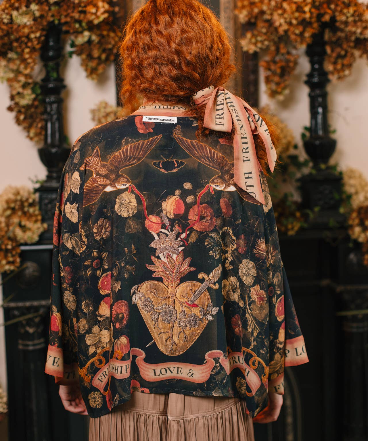 Heart of Gold Pixie Duster Crop Kimono w/ Sacred Heart