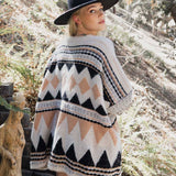 Boho Faux Fur Ruana Wrap with Cozy Pockets - Tribal Cardigan