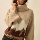 Mountains Fuzzy Jacquard-Knit Turtleneck Sweater