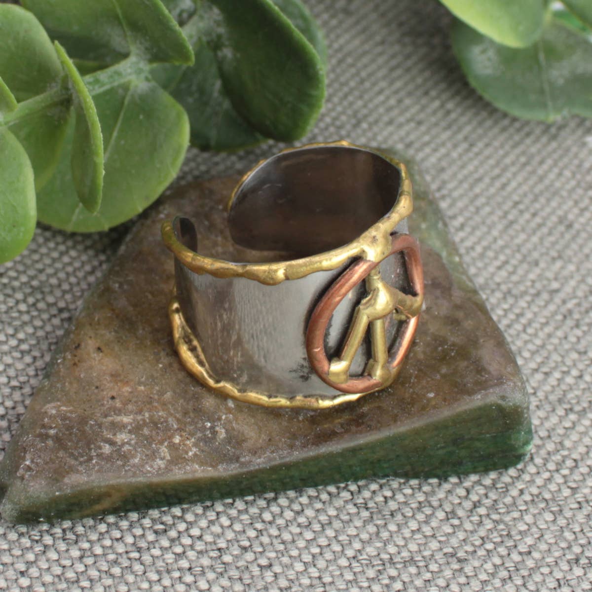 Mixed Metal Peace Sign Ring