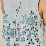 71098 Embroidered Eyelet Washed Vest