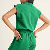 Half-Zip Drawstring Waist Romper