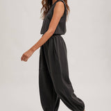 Drawstring Waist Sleeveless Jumpsuit