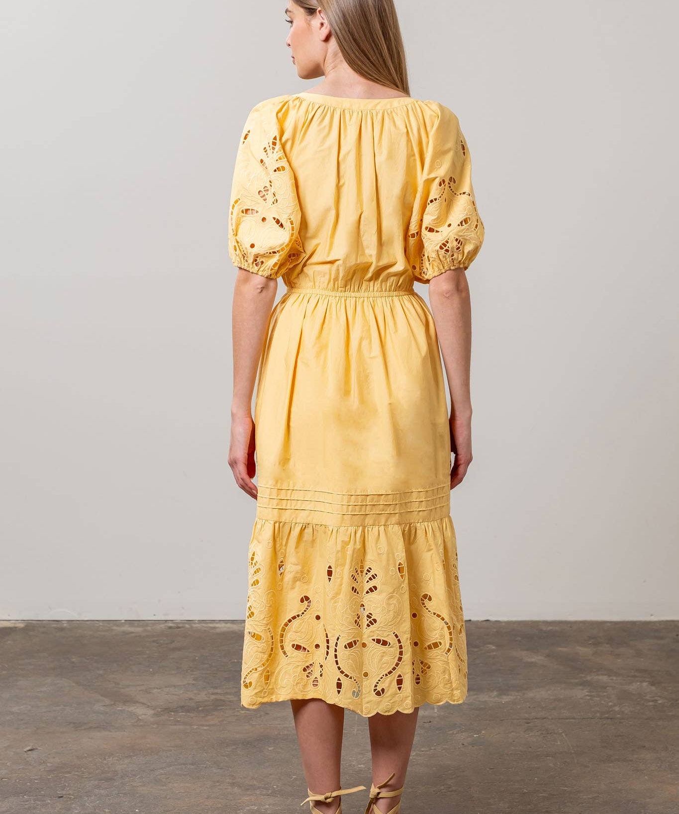 Eyelet Detail Waist Midi Dress