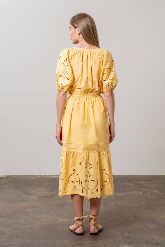 Eyelet Detail Waist Midi Dress