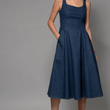 Denim A-Line Midi Dress