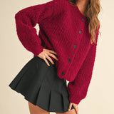 Round Neck Button Front Cardigan