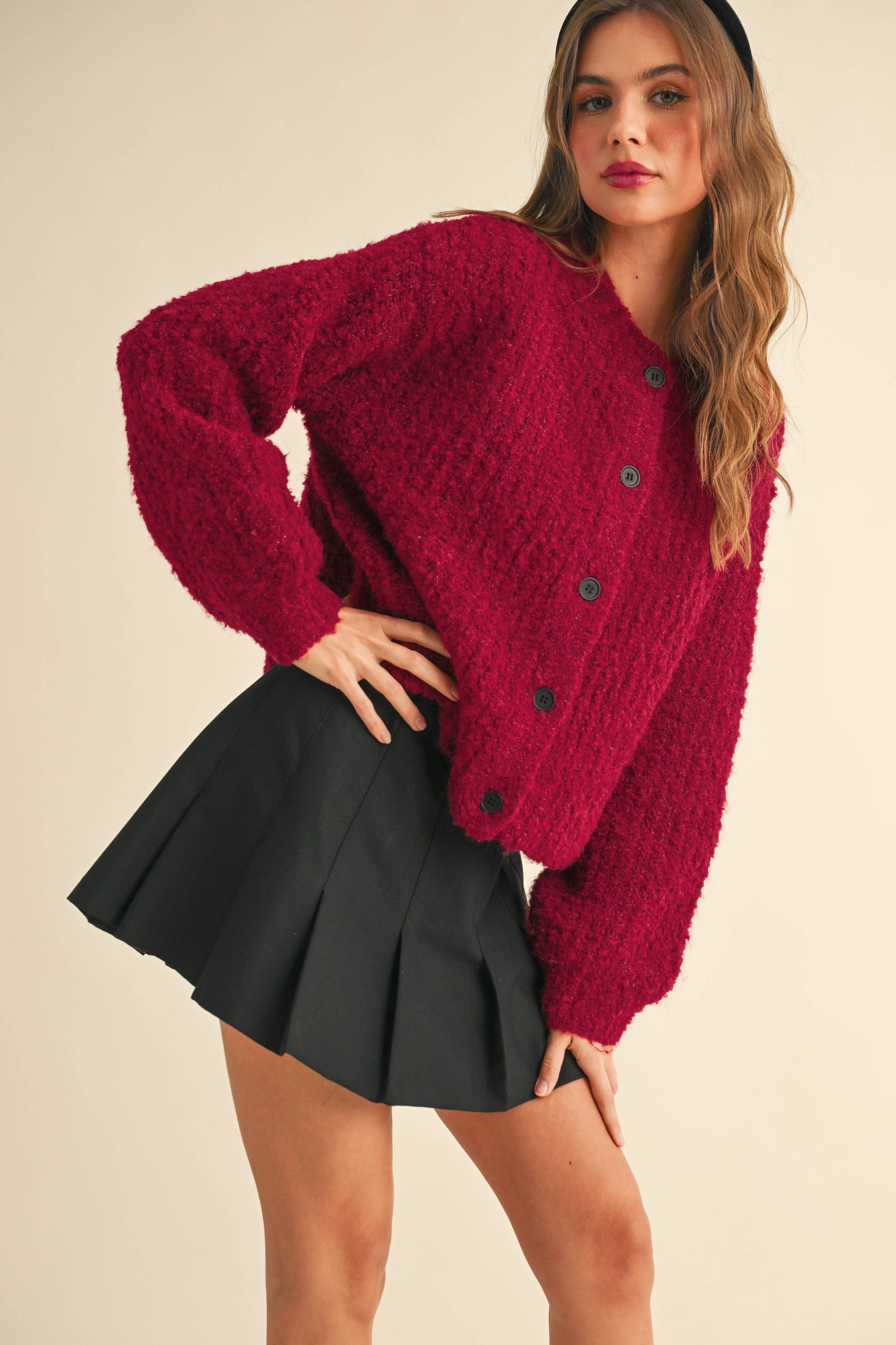 Round Neck Button Front Cardigan