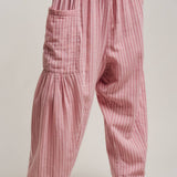 Striped Cotton Drawstring Harem Pants