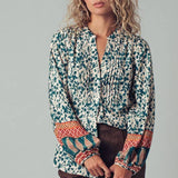 Floral Mix Print Pintuck Blouse