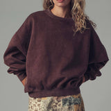 Crew Neck Comfort Washed  Spring Sweatshirt