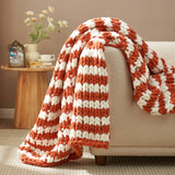 AH Handmade Chunky Knit Cable Knitted Crochet Blanket