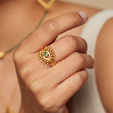 Emerald Radial Evil Eye Ring Set
