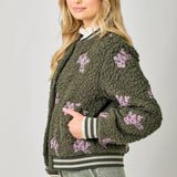 Embroidery Teddy Fur Jacket