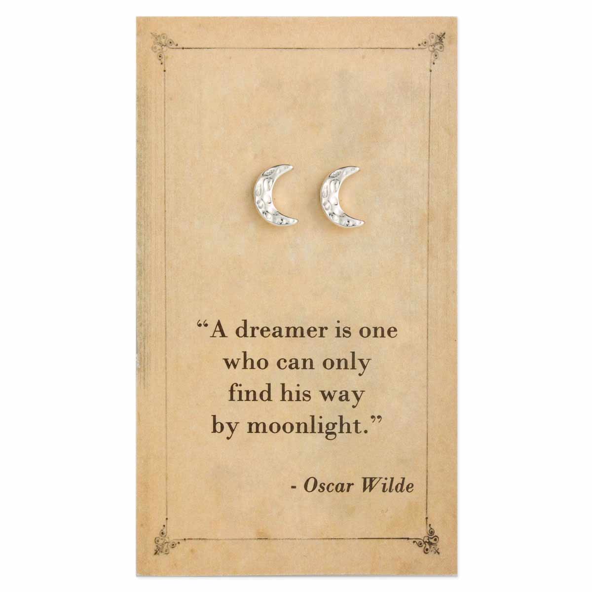 Dreamer Quote Moon Post Earrings