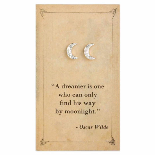 Dreamer Quote Moon Post Earrings