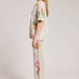 Tropical Knit Button Top