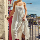 Embroidered Cotton Tie Back Midi Dress