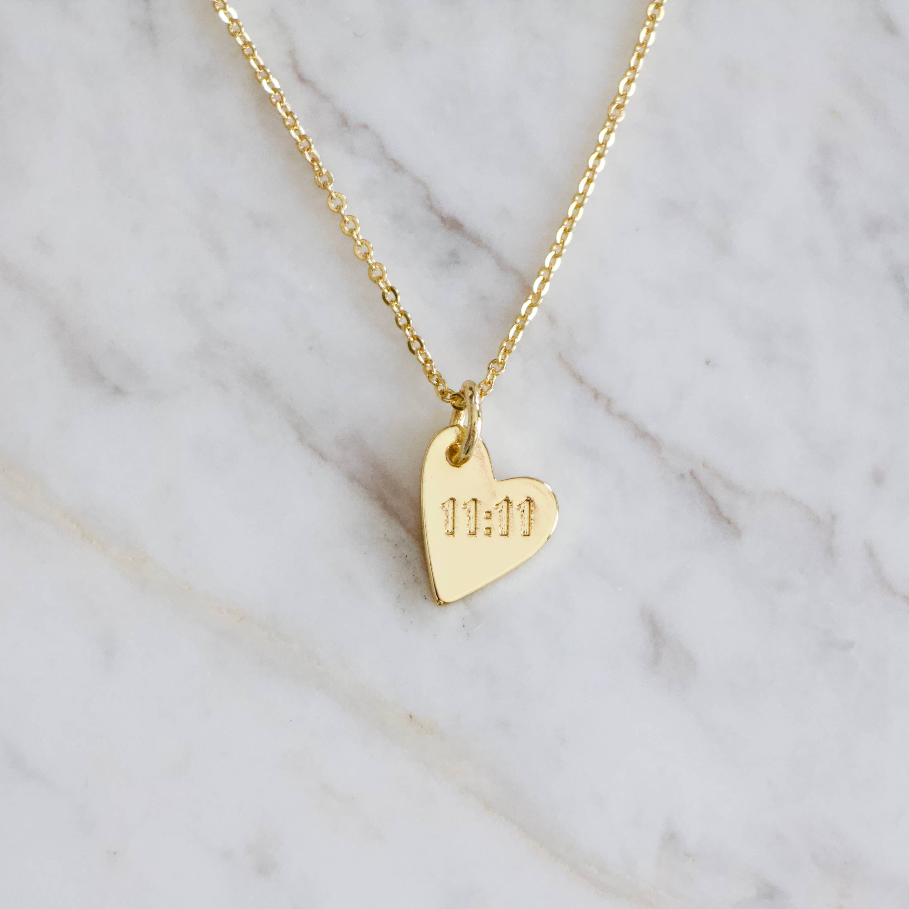 11:11 Stamped Heart Necklace
