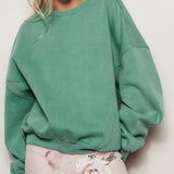 Crew Neck Comfort Washed  Spring Sweatshirt