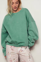 Crew Neck Comfort Washed  Spring Sweatshirt
