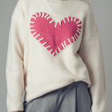 Heart Appliqué Knit Sweater