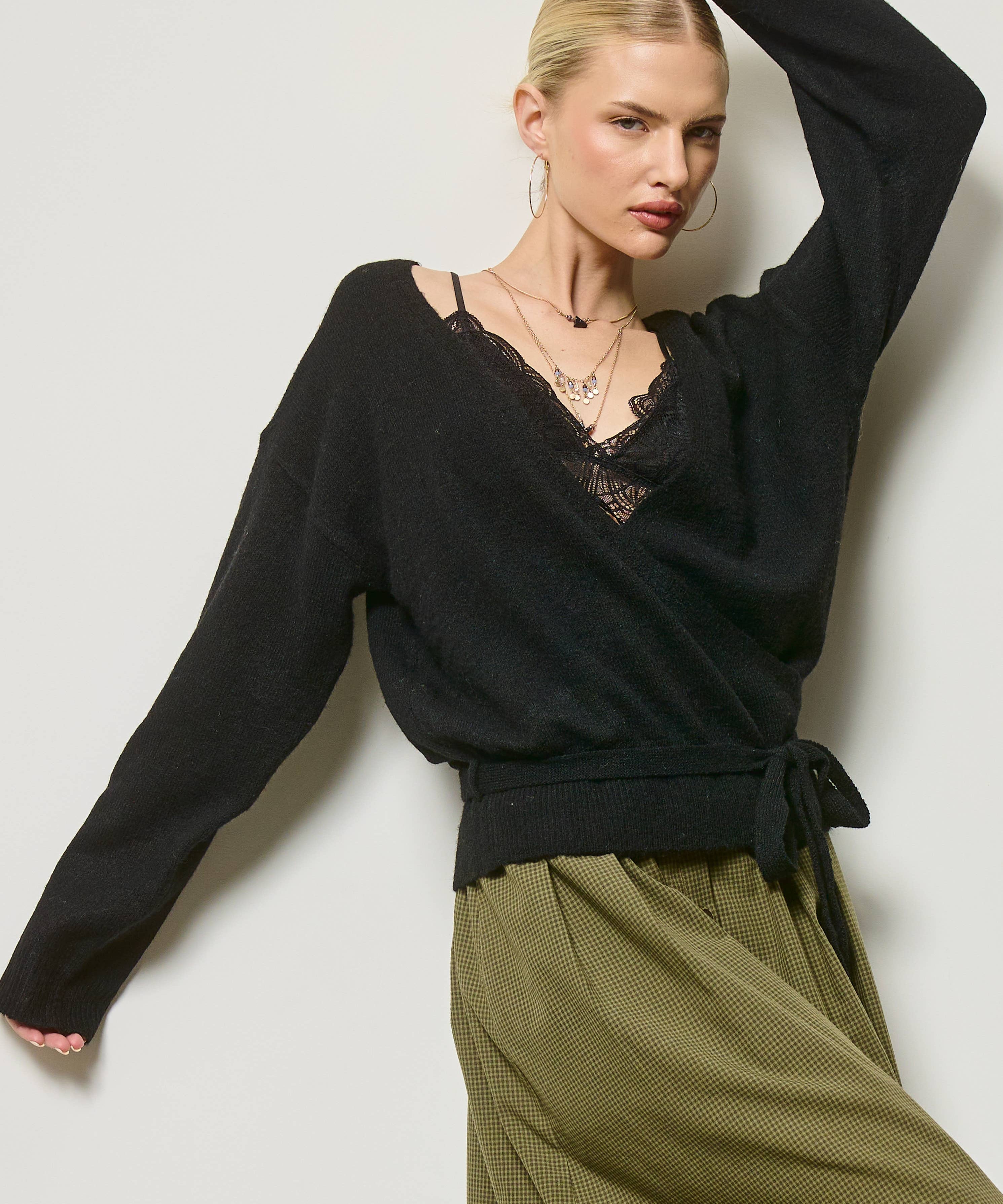 Wrap Knit Cardigan Sweater