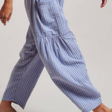 Striped Cotton Drawstring Harem Pants