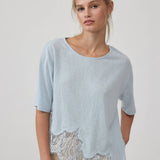 Slub Knit Lace Hem Tee - RTK1154