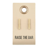 Leather Tag  Earrings - Bar