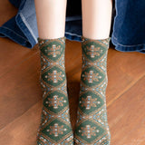 Retro Mid-calf Patterned Socks