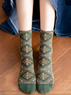 Retro Mid-calf Patterned Socks