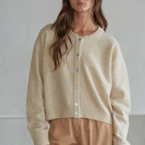 W2536 | Knit Polyester Acrylic Sweater Crew Neck Cardigan