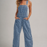 VINTAGE LEOPARD OVERALL JUMPSUIT WITH BARREL LEG SILHOUETTE