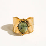 Oasis 18K Gold Non-Tarnish Stone Bold Adjustable Ring