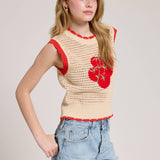 Sleeveless, Cream-Colored Knitted