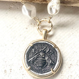 Vintage Bee Coin Necklace