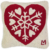 Snowflake Heart Decorative Hooked wool Pillow