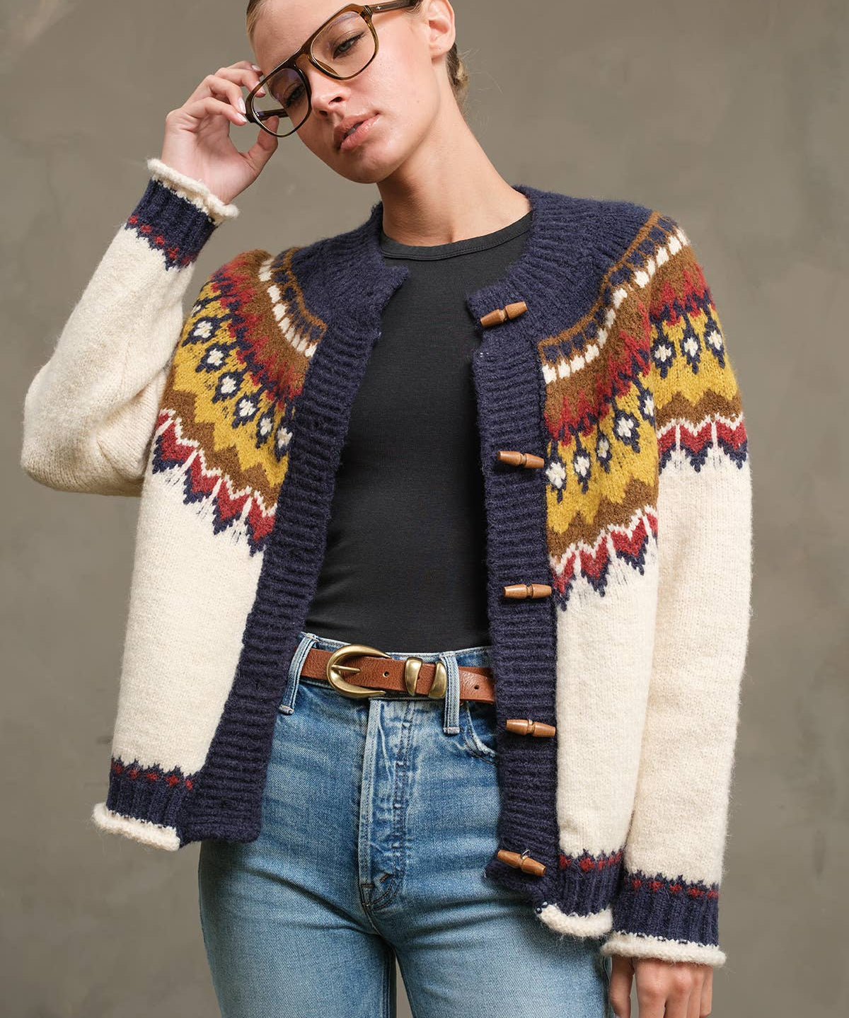 Nordic Pattern Toggle Knit Cardigan - RSW1093